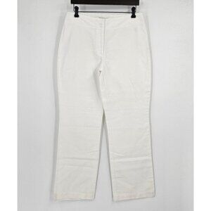 Talbots Heritage Womens Sz 6 Linen Cotton Ivory Wide Leg Front Zip Closure Pants